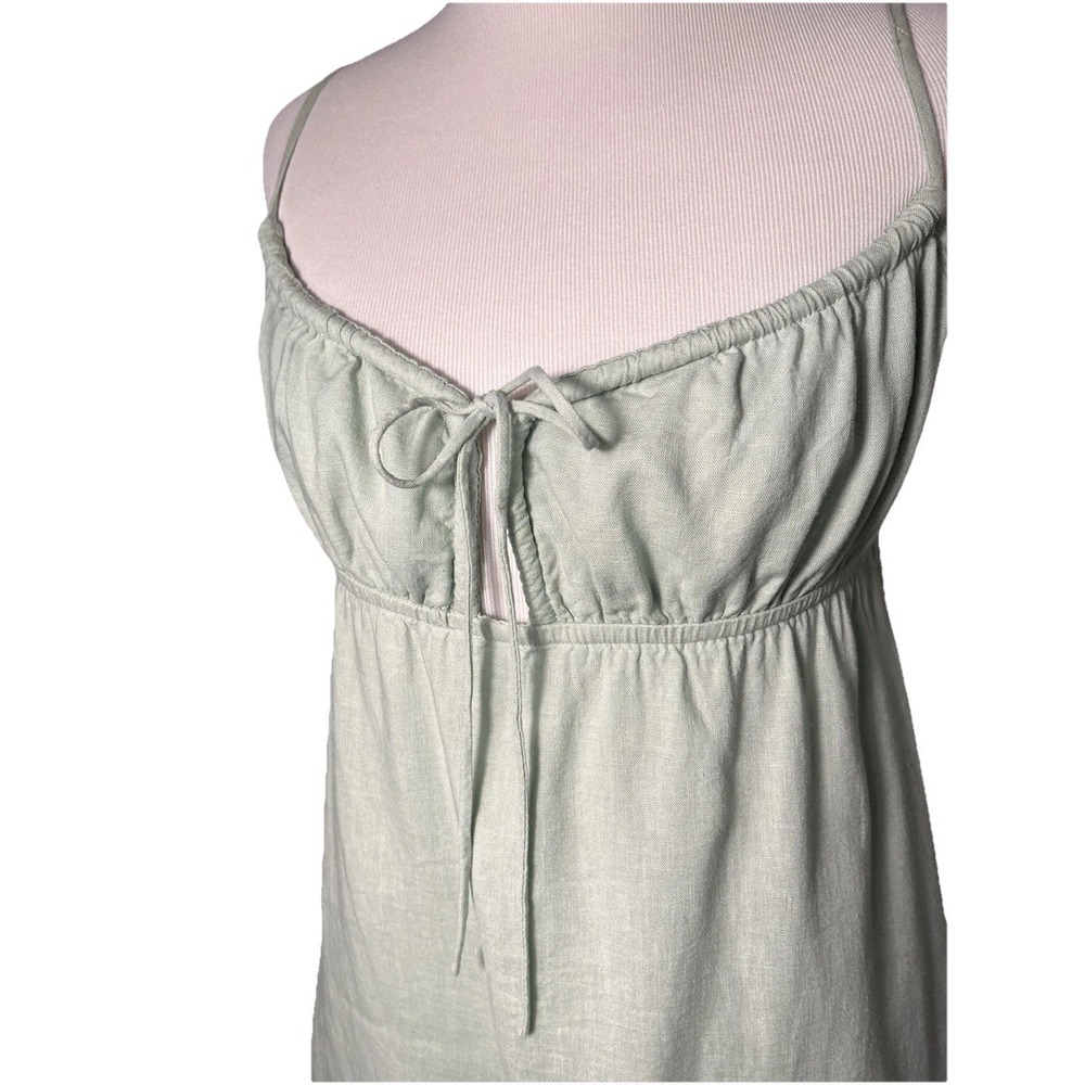 Princess Polly Empress of Love Mini Babydoll Top Dress Sage Green sz 6 Linen - Picture 8 of 15